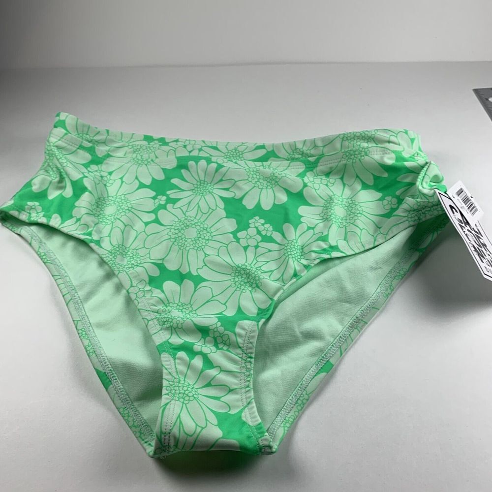 Salt + Cove Printed Triangle High-Waist Swim Bottoms Women's Size 0 Green Floral